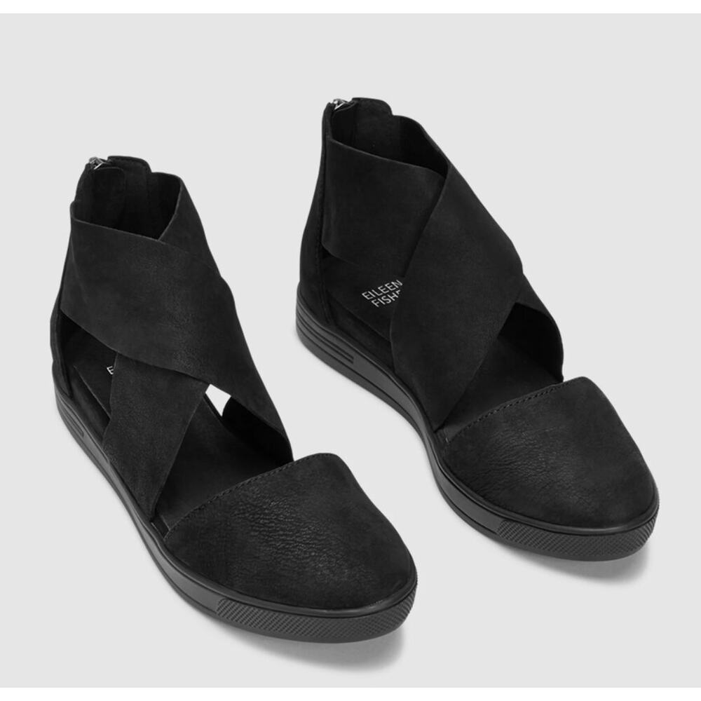 Eileen Fisher Carver Tumbled Nubuck Sneaker Sandal Black Size 8 Barely‎ Worn